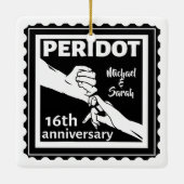 16e trouwdag zwart-witte handen keramisch ornament (Achterkant)