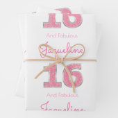 16e verjaardag 16 en roze bruine bruidsroze glitte inpakpapier vel (In situ)