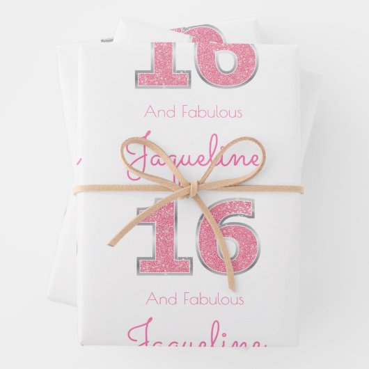 16e verjaardag 16 en roze bruine bruidsroze glitte inpakpapier vel (In situ)
