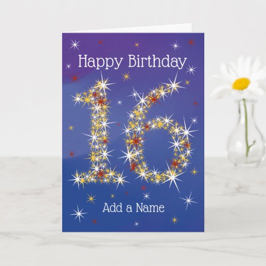 16e verjaardag - 16 in sterren - blauw - zestien j kaart (Kleine Plant)