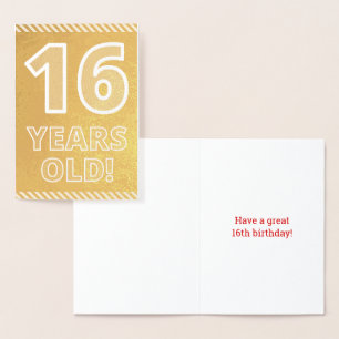 16e verjaardag: "16 JAAR OUD!" goudfolie-Kaart Folie Kaarten