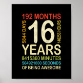 16e verjaardag 16 jaar oude  retro 192 poster (Voorkant)