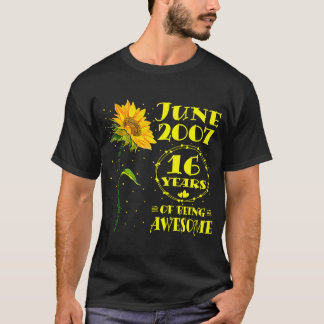 16e verjaardag 16-jarige zonnebloempitten 20 juni t-shirt