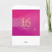 16e verjaardag - 16 sterren - roze - zestien jaar  kaart (Achterkant)