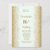 16e verjaardag 16e, Glitter, wit goud Kaart (Voorkant)