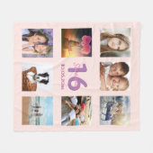 16e verjaardag aangepaste foto collage roos goudro fleece deken (Voorkant (Horizontaal))