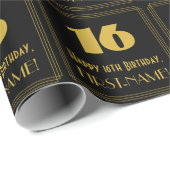 16e verjaardag - Art Deco geïnspireerde look "16"  Cadeaupapier (Rol Hoek)