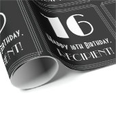 16e verjaardag - Art Deco Geïnspireerde look "16", Cadeaupapier (Rol Hoek)