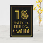 16e verjaardag: Art Deco Geïnspireerde look "16" e Kaart (Gele Bloem)