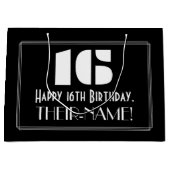 16e verjaardag ~ Art Deco geïnspireerde look "16"  Groot Cadeauzakje (Voorkant)