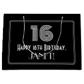 16e verjaardag — Art Deco geïnspireerde look "16"  Groot Cadeauzakje (Voorkant)