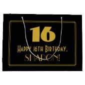 16e verjaardag — Art Deco geïnspireerde look "16"  Groot Cadeauzakje (Achterkant)
