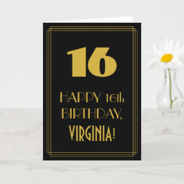 16e verjaardag - Art Deco geïnspireerde look "16"  Kaart