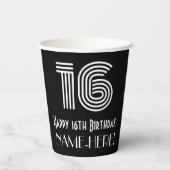 16e verjaardag — Art Deco Geïnspireerde look "16"  Papieren Bekers (Achterkant)