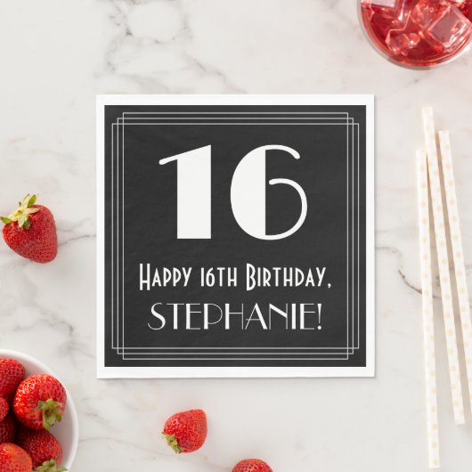 16e verjaardag ~ Art Deco Geïnspireerde look "16", Servet (Insitu)