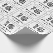 16e verjaardag: Art Deco geïnspireerde stijl "16"  Cadeaupapier (Hoek)