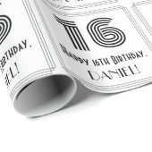 16e verjaardag: Art Deco geïnspireerde stijl "16"  Cadeaupapier (Rol Hoek)