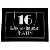 16e verjaardag: Art Deco geïnspireerde stijl "16", Groot Cadeauzakje (Voorkant)