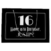 16e verjaardag: Art Deco geïnspireerde stijl "16", Groot Cadeauzakje (Achterkant)