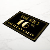 16e verjaardag: Art Deco Kijk "16", met naam Folie Uitnodiging (Gedraaid)