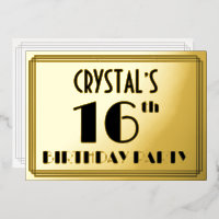 16e verjaardag — Art Deco look "16" + Naam