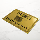 16e verjaardag — Art Deco Style "16" en naam Folie Uitnodiging (Gedraaid)