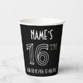 16e verjaardag: Art Deco Style + aangepaste naam Papieren Bekers (Achterkant)