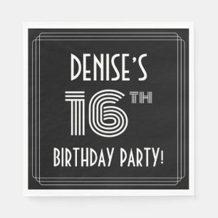16e verjaardag: Art Deco Style + aangepaste naam Servet