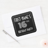 16e verjaardag: Art Deco Style en aangepaste naam Vierkante Sticker (Envelop)