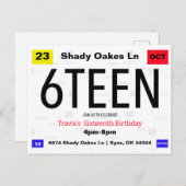 16e Verjaardag Autonummerbord Verjaardag Briefkaart (Voorkant / Achterkant)