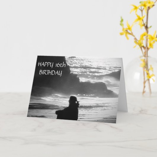 ***16e*** VERJAARDAG-AVONTUUR EN PLEZIER Kaart (Gele Bloem)