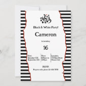 16e verjaardag Black & White Party Kaart (Voorkant)