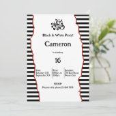 16e verjaardag Black & White Party Kaart (Staand voorkant)