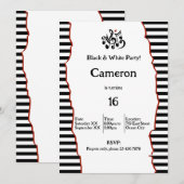 16e verjaardag Black & White Party Kaart (Voorkant / Achterkant)