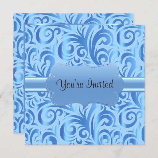 16e verjaardag | Blauw, Zilver en Wit Stem Kaart (Voorkant / Achterkant)