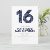 16e verjaardag, blauwe Camo persoonlijke tienen Kaart (Staand voorkant)