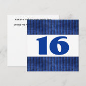 16e verjaardag Blauwe Stripes Modern W864 Kaart (Voorkant / Achterkant)