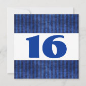 16e verjaardag Blauwe Stripes Modern W864 Kaart (Voorkant)