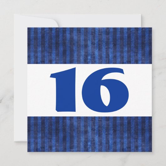 16e verjaardag Blauwe Stripes Modern W864 Kaart (Voorkant)