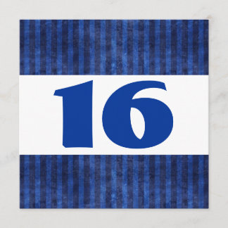 16e verjaardag Blauwe Stripes Modern W864 Kaart