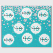 16e verjaardag blauwgroen groene glitterdiamanten cadeaupapier (Vlak)