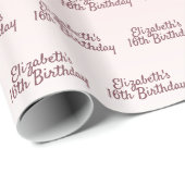 16e verjaardag bloedige gouden naam roos cadeaupapier (Rol Hoek)