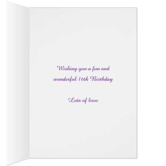 16e verjaardag bloem aangepaste aqua roze paarse (Binnen (Rechts))