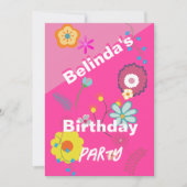 16e verjaardag Bloemen Bloem Roze Uitnodiging (Voorkant)