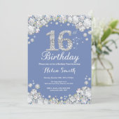 16e verjaardag Blue en Silver Diamond Kaart (Staand voorkant)