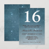 16e verjaardag Blue Midnight Sky Star Sweet Sixtee Kaart (Voorkant / Achterkant)
