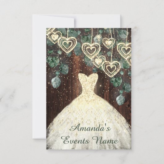 16e verjaardag BRIDAL Rustic Gold Hearts Conf Kaart (Achterkant)