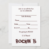 16e verjaardag - Bruin gitaaruitnodiging, muziek Kaart (Achterkant)