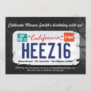 16e verjaardag Californische licentieuitnodiging Kaart