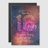 16e verjaardag Chic Galaxy Star-constellatie Magnetische Uitnodiging (Voorkant / Achterkant)